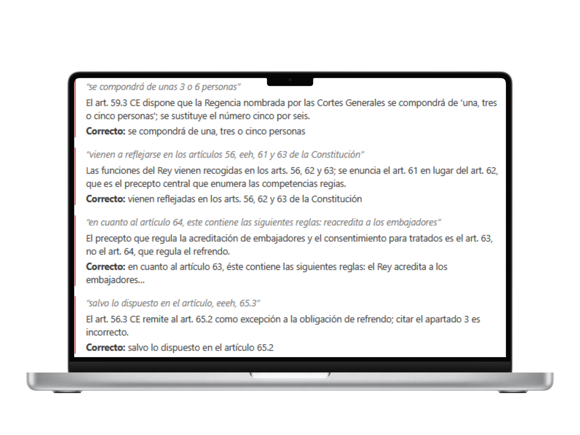 Pantalla de errores y omisiones en un MacBook